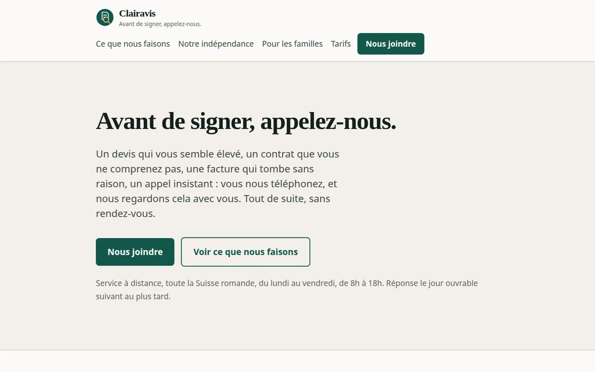Aperçu du site Clairavis
