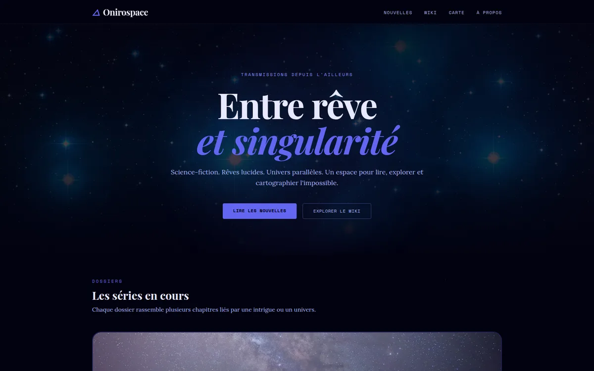 Aperçu du site Onirospace