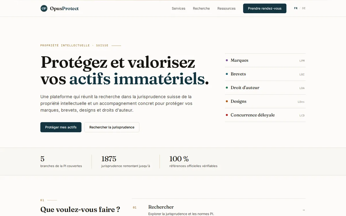 Aperçu du site OpusProtect