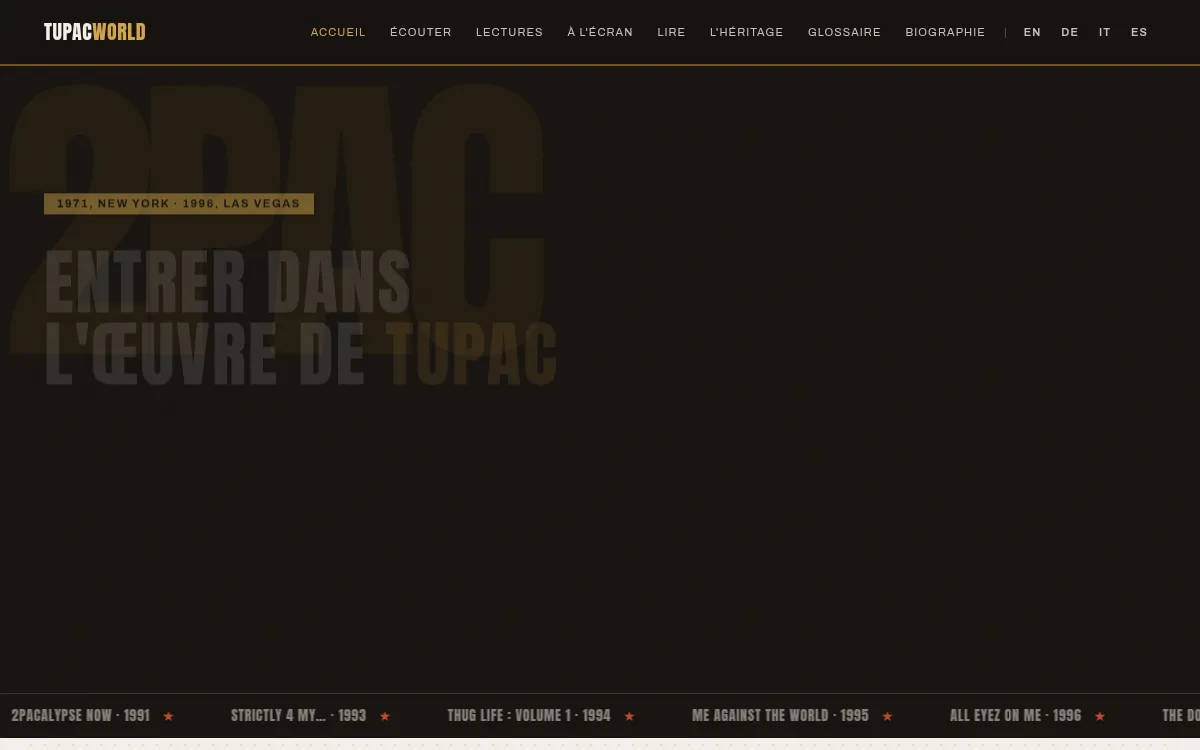 Aperçu du site Tupac World